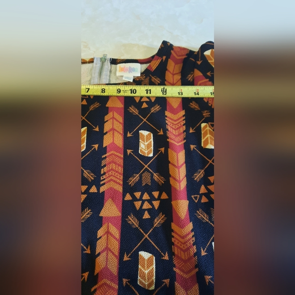 LuLaRoe Black and Brown Geometric Midi Dress - Picture 5 of 11